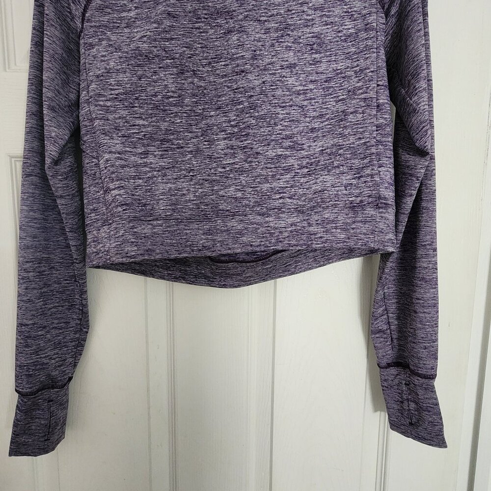 Ladies ADIDAS Purple Open Back Long Sleeve Crop Athleisure Top NWOT